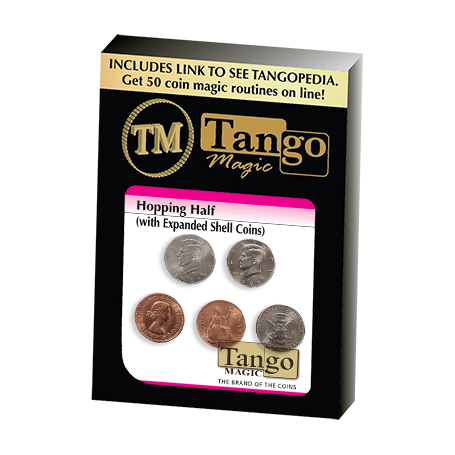 Hopping Half with Expanded Shell Coins & English Penny D0059 by Tango - Trick
