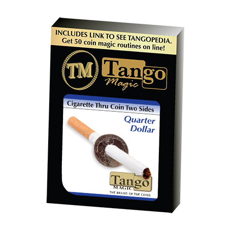 Cigarette Thru Quarter (2 sided)(D0075) by Tango - Trick