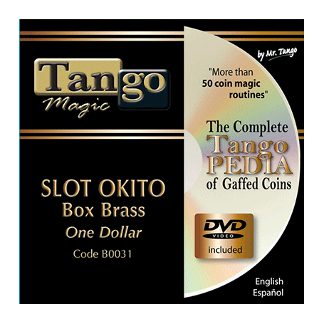 Slot Okito Coin Box (BRASS w/DVD)(B0031) One Dollar by Tango Magic - Trick