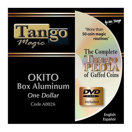 Okito Coin Box (Aluminum w/DVD)(A0026) One Dollar by Tango Magic - Tricks