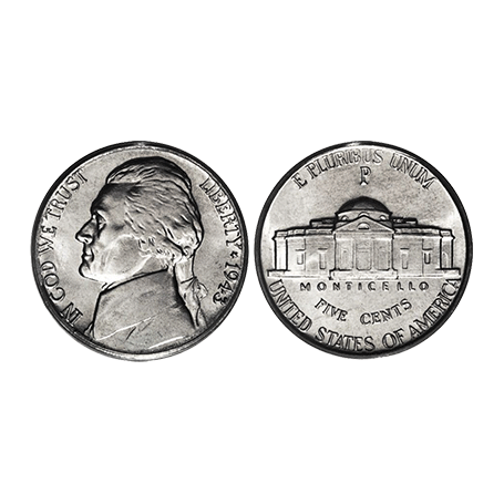 Regular American nickel coin