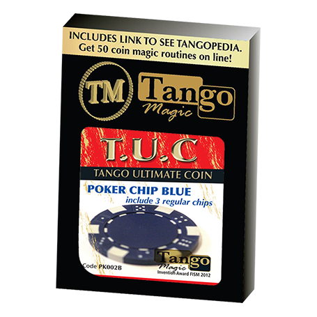 TUC Poker Chip Blue plus 3 regular chips (PK002B) by Tango Magic - Trick