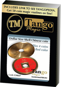 Dollar Size Shell Chinese Coin (Red) by Tango Magic (CH027)
