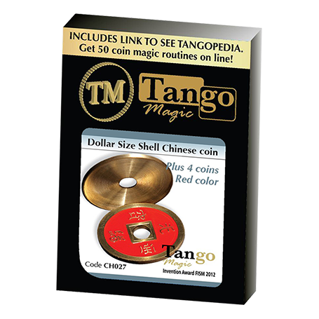 Dollar Size Shell Chinese Coin (Red) by Tango Magic (CH027)