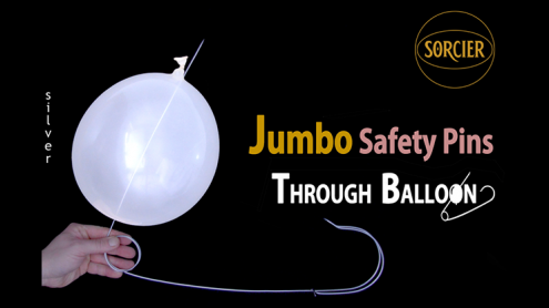 Jumbo Safety Pins Through Balloon Silver by Sorcier Magic - Spilla da balia