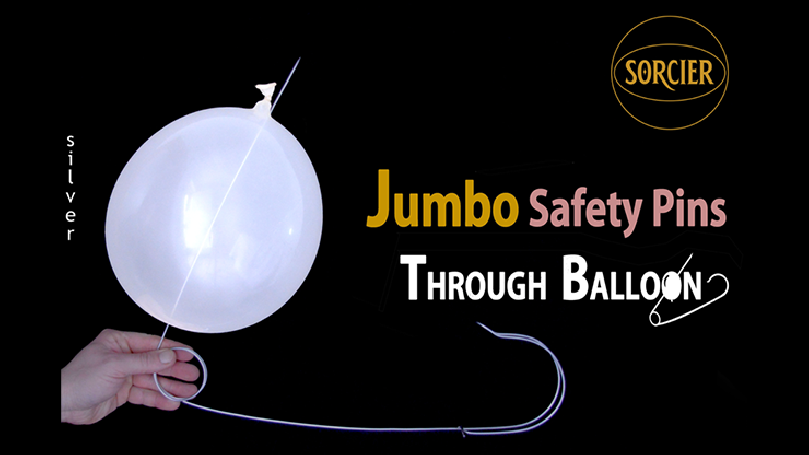 Jumbo Safety Pins Through Balloon Silver by Sorcier Magic - Spilla